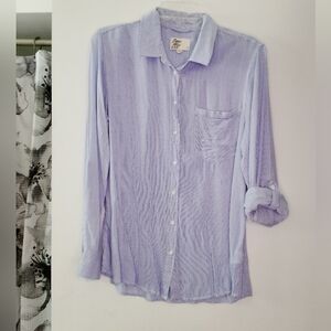 Cosmic Blue Love Blue And White Button Down Shirt